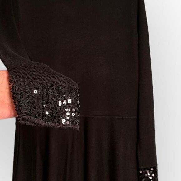 Jason Wu black sweater dress sequin sleeve cuffs women's size xl acrylic/nylon/s - Picture 4 of 9